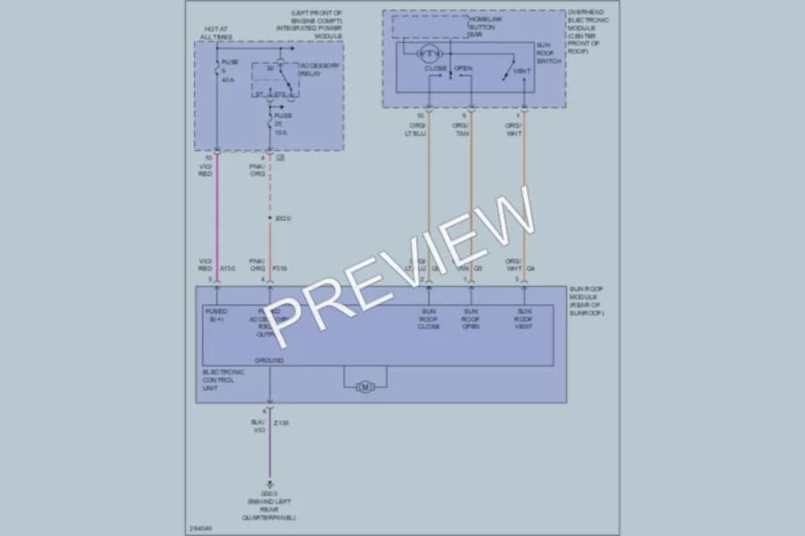 2007 Chrysler Pacifica Power Top Sunroof wiring diagram preview