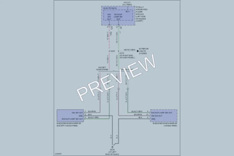 2007 Chrysler 4D Sedan Power Mirrors wiring diagram preview with protected circuit layout