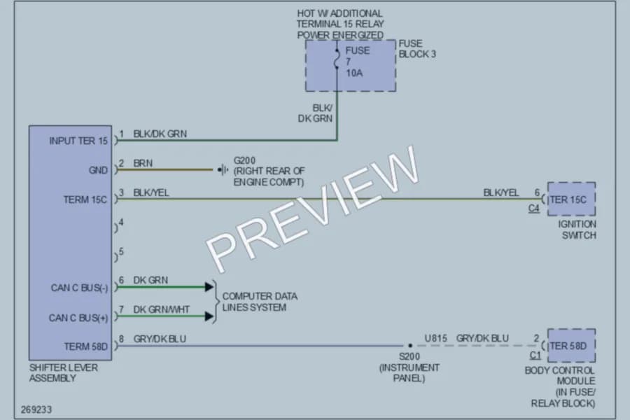 2007 Dodge 2500Sprinter Shift Interlock wiring diagram preview
