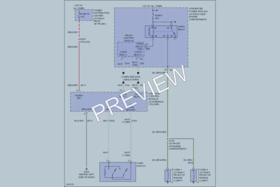 2007 Dodge Charger Horn wiring diagram preview