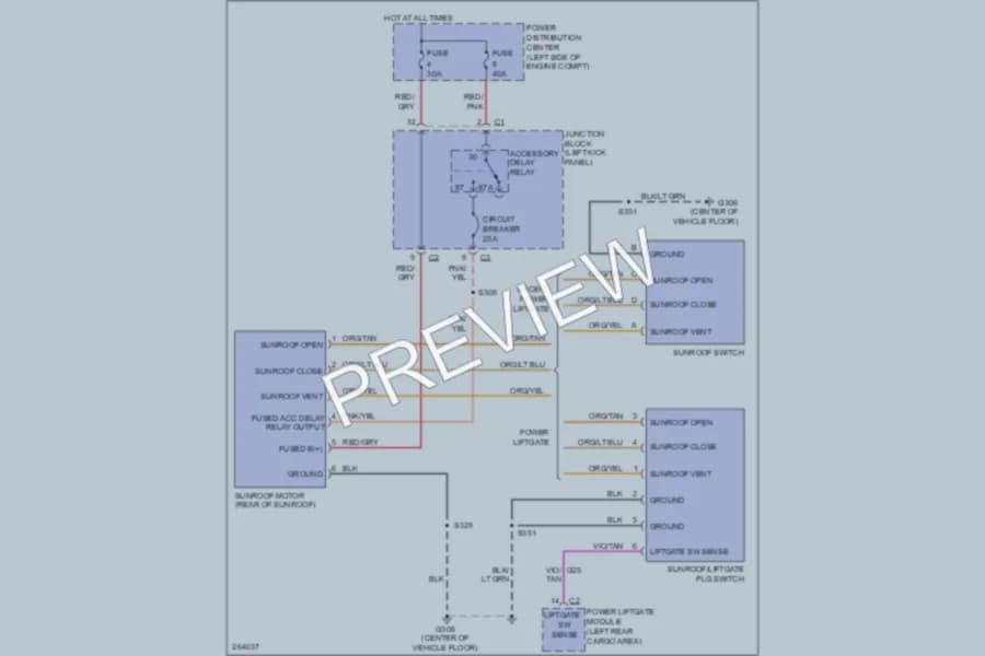 2007 Dodge Durango Power Top Sunroof wiring diagram preview