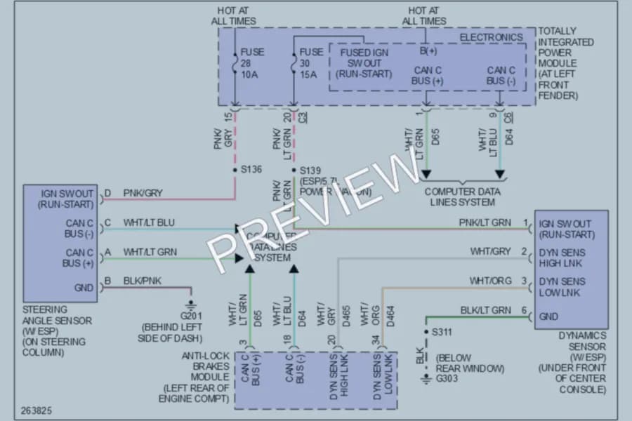 2007 Dodge R2500 Electronic Power Steering wiring diagram preview with protected circuit layout
