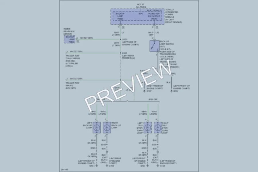 2007 Dodge R2500 Exterior Lights wiring diagram preview with protected circuit layout