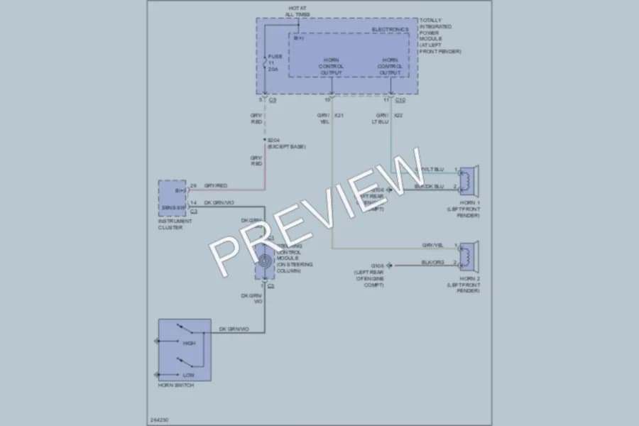 2007 Dodge R3500 Horn wiring diagram preview with protected circuit layout