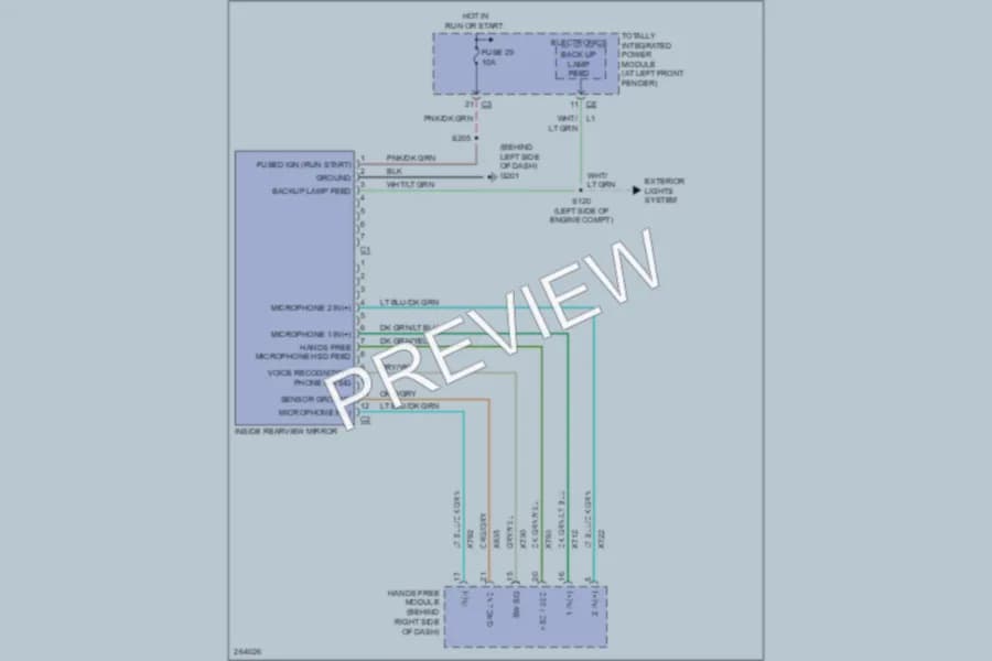 2007 Dodge R3500 Power Mirrors wiring diagram preview with protected circuit layout