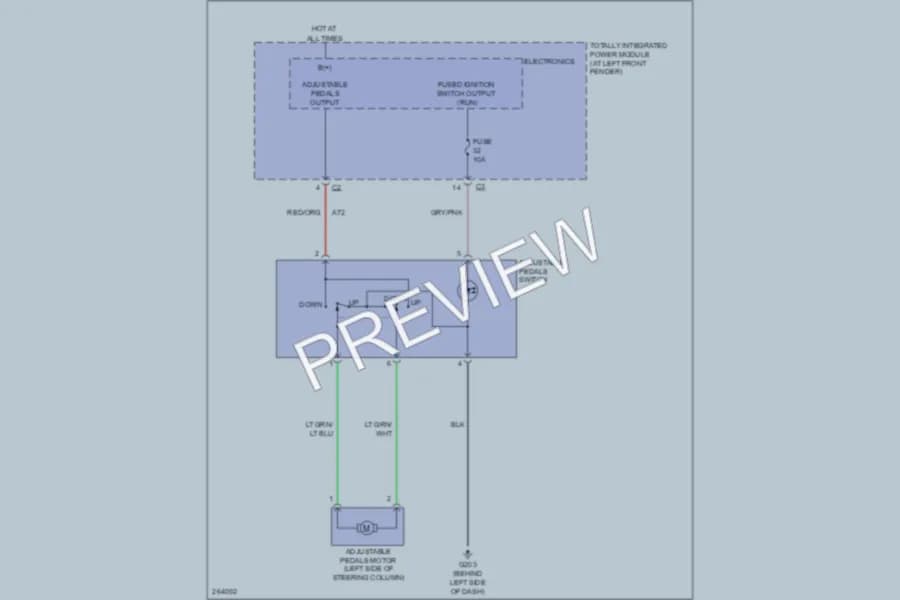 2007 Dodge R3500 Power Seats wiring diagram preview with protected circuit layout