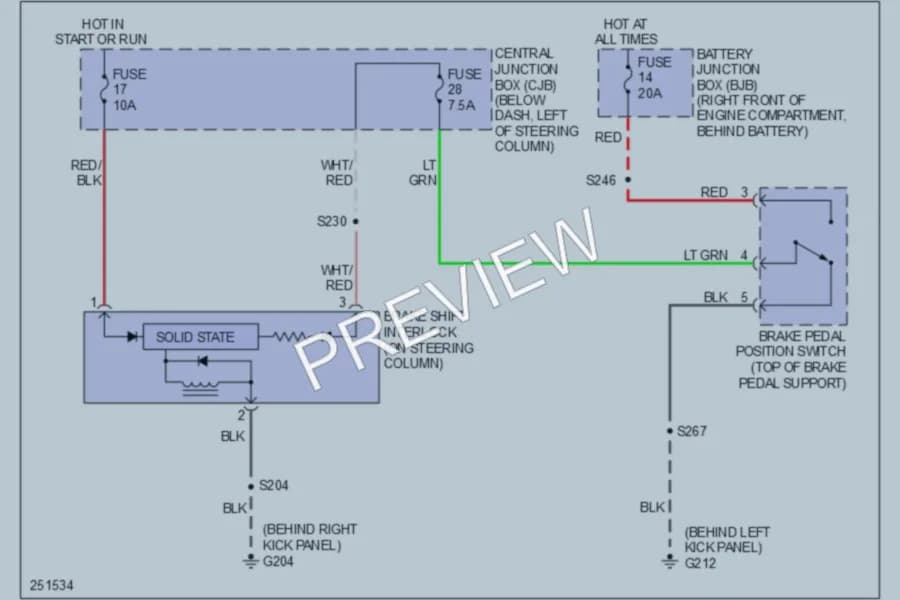 2007 Ford CrownVictoria Shift Interlock wiring diagram preview