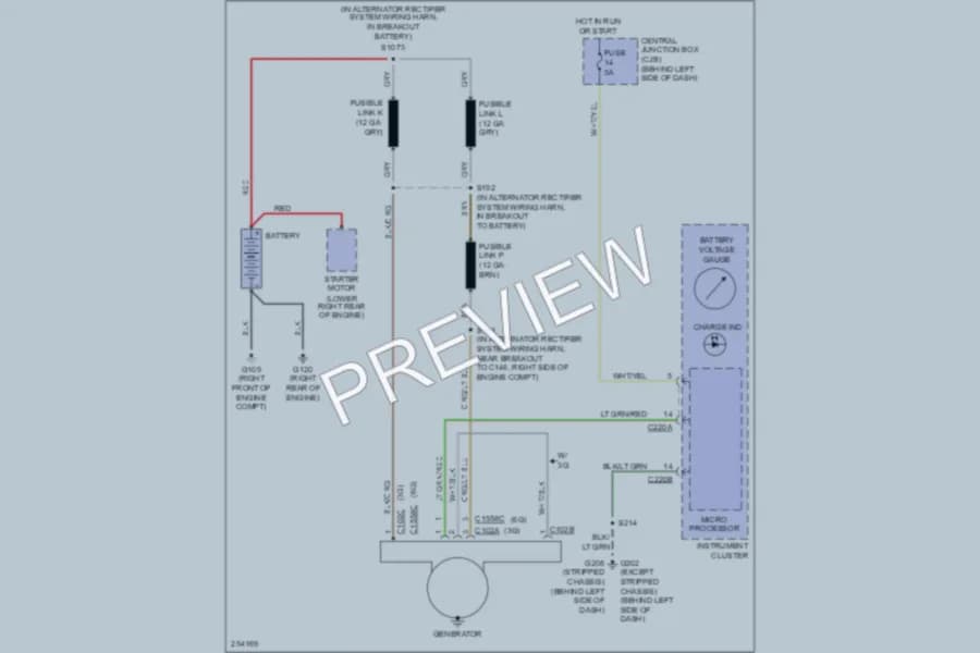 2007 Ford E250 Starting Charging wiring diagram preview with protected circuit layout