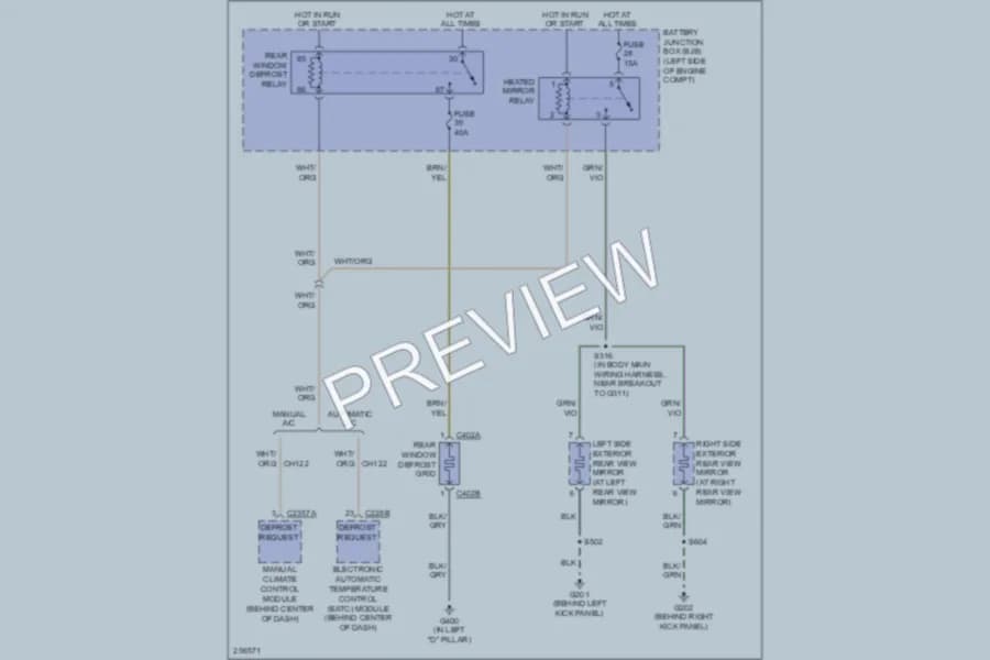 2007 Ford Edge Defoggers wiring diagram preview