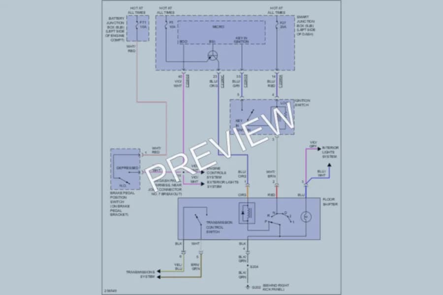 2007 Ford Edge Shift Interlock wiring diagram preview