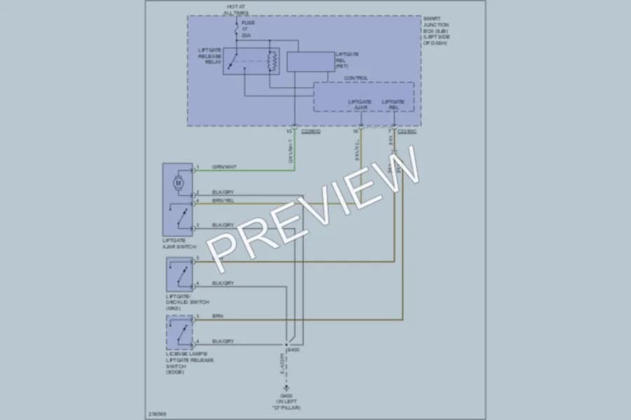 2007 Ford Edge Trunk Tailgate Fuel Door wiring diagram preview