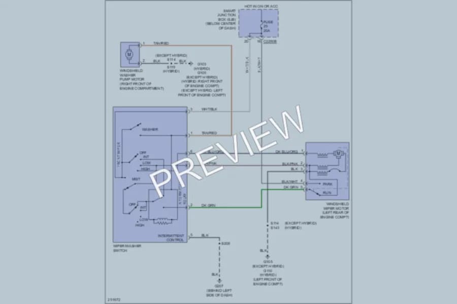 2007 Ford Escape Wiper Washer wiring diagram preview