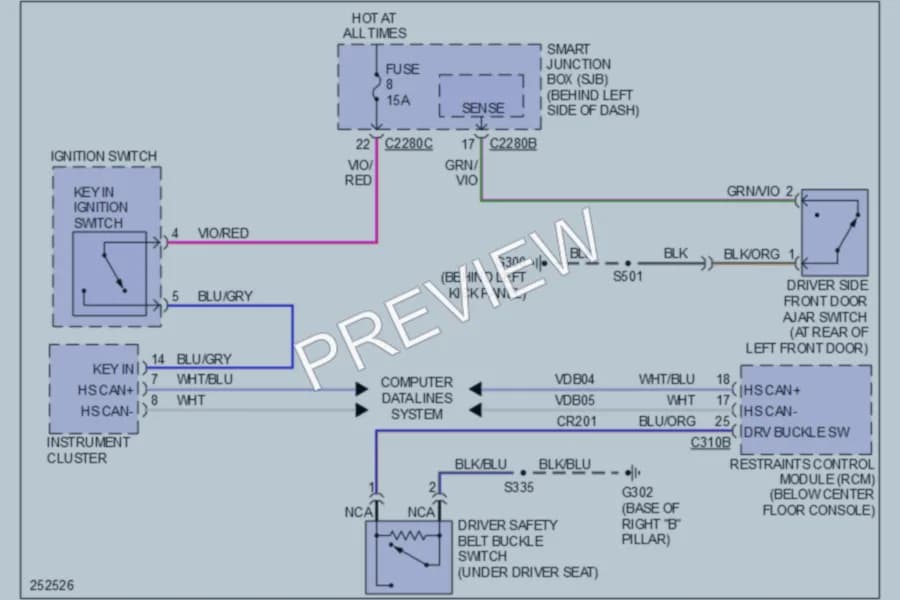 2007 Ford Explorer Warning Systems wiring diagram preview