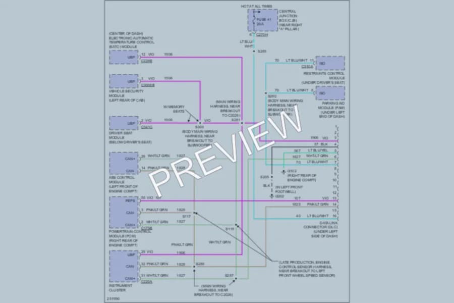 2007 Ford F150 Computer Data Lines wiring diagram preview with protected circuit layout