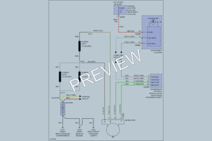 2007 Ford F150 Starting Charging wiring diagram preview with protected circuit layout