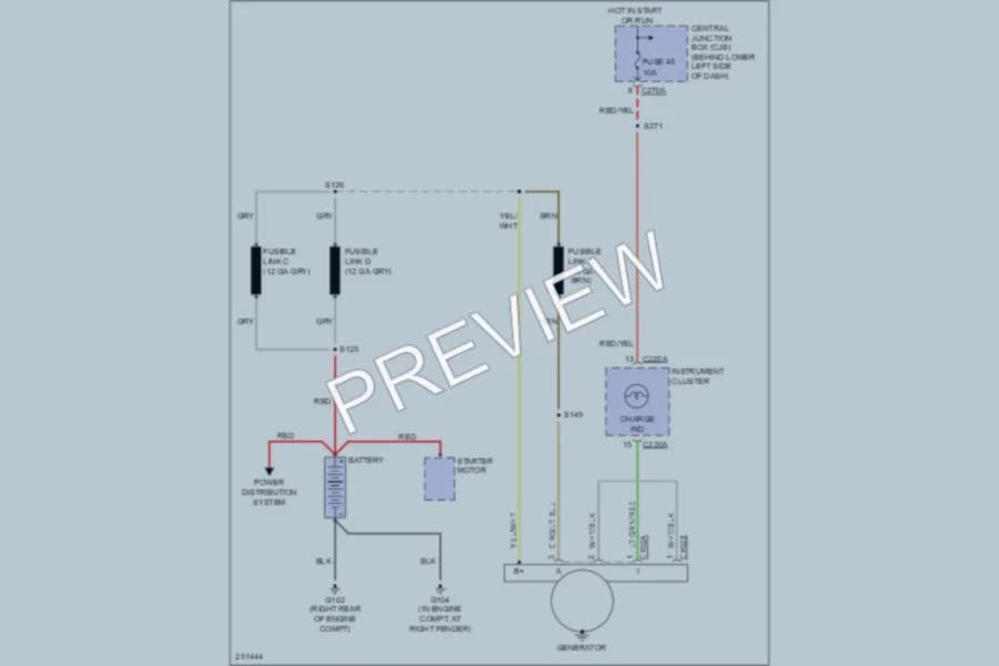 2007 Ford F250 Super Duty Starting Charging wiring diagram preview with protected circuit layout
