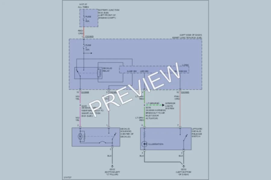 2007 Ford FiveHundred Trunk Tailgate Fuel Door wiring diagram preview