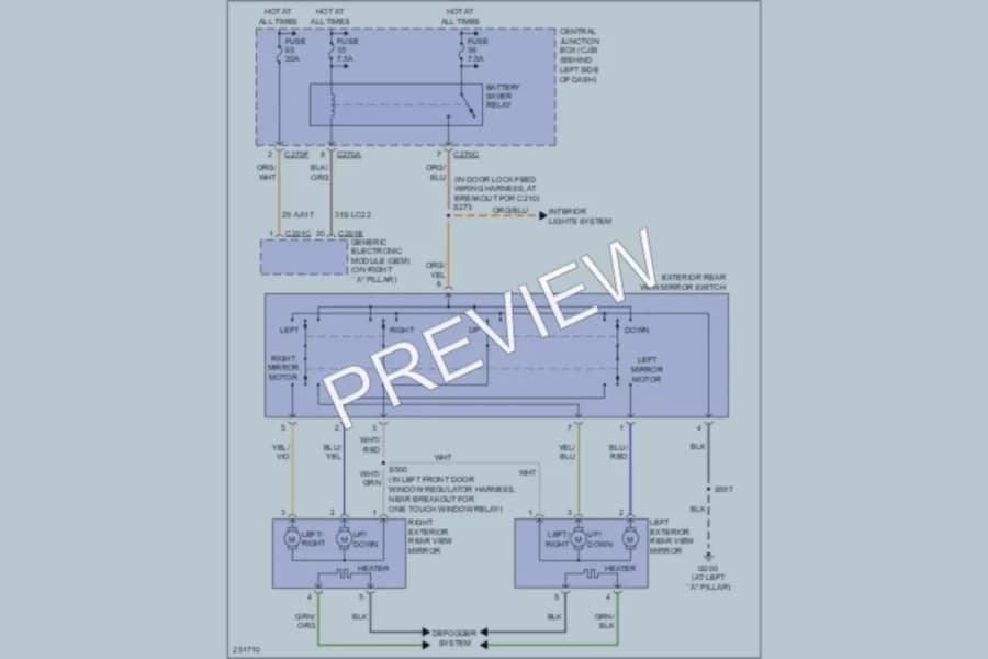 2007 Ford Focus Power Mirrors wiring diagram preview