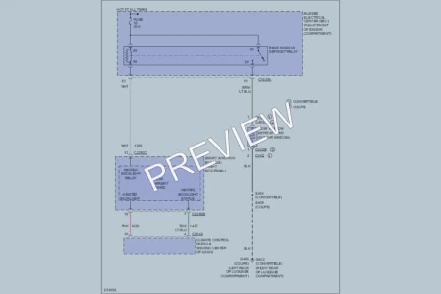2007 Ford Mustang Defoggers wiring diagram preview