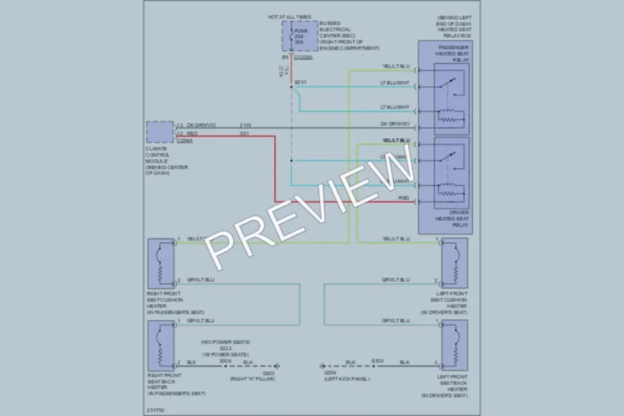 2007 Ford Mustang Power Seats wiring diagram preview