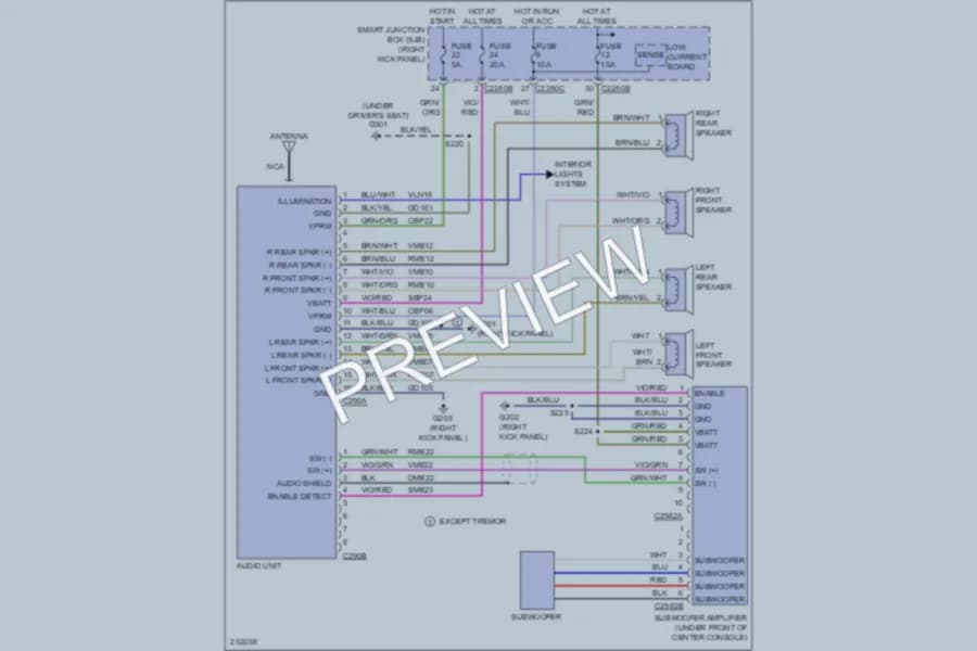 2007 Ford Ranger Radio wiring diagram preview