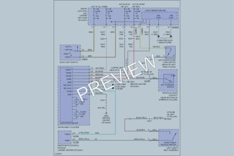2007 Ford Taurus Warning Systems wiring diagram preview