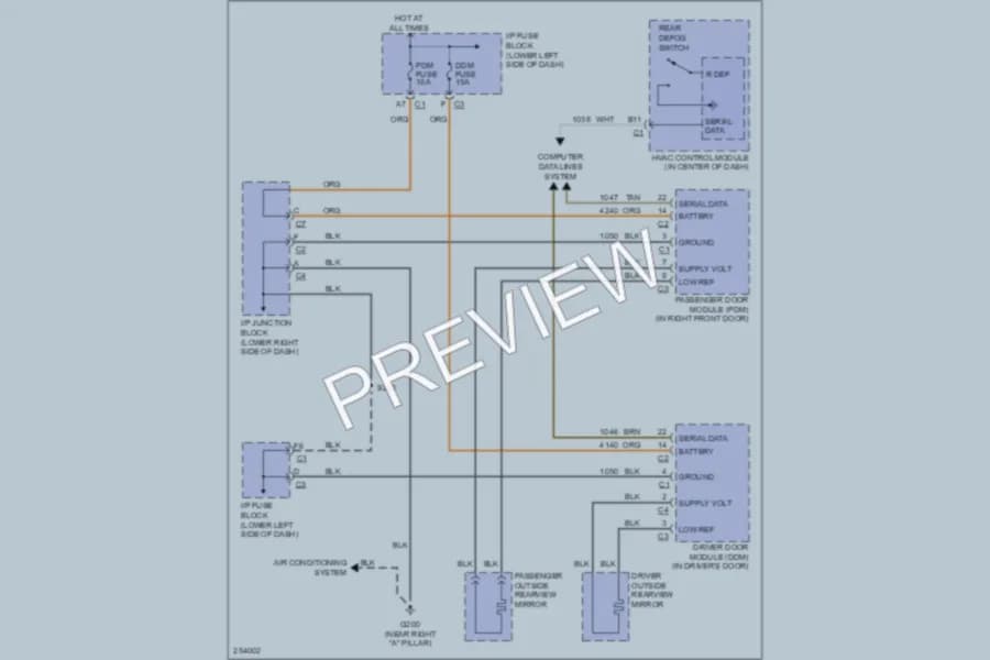 2007 GMC 3500 Defoggers wiring diagram preview with protected circuit layout