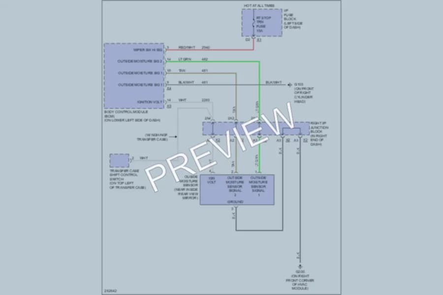 2007 GMC 2500 Hd Wiper Washer wiring diagram preview with protected circuit layout