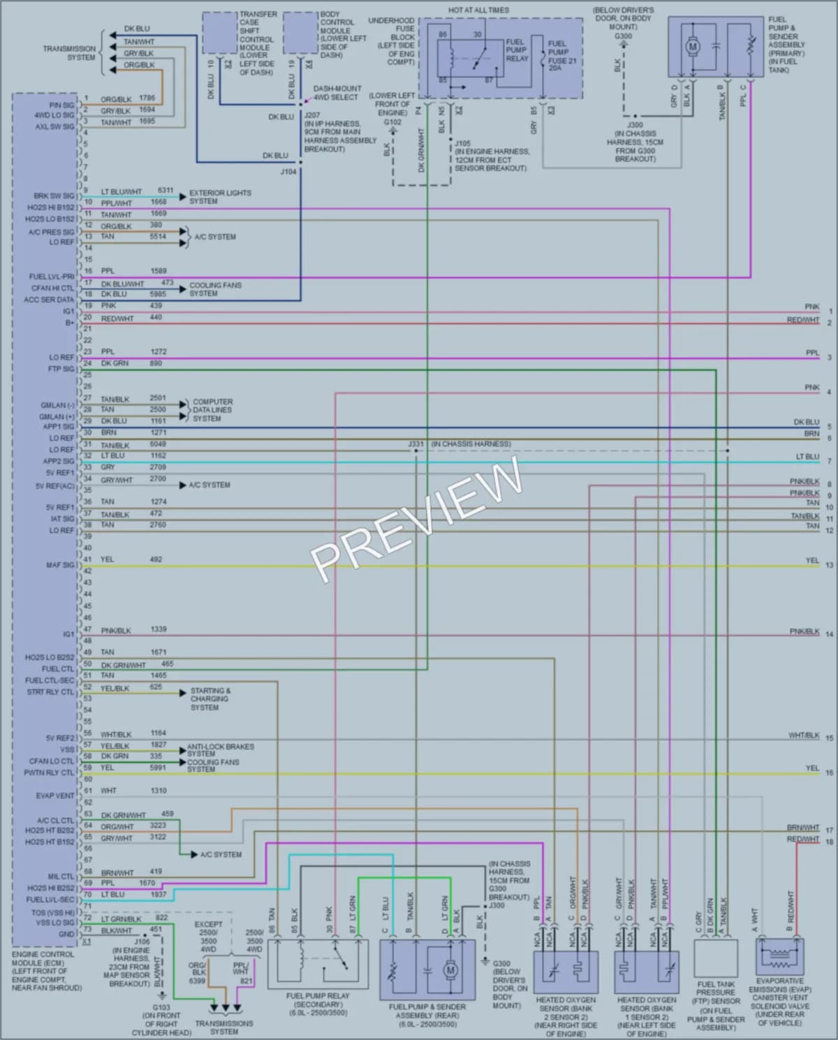 2007 GMC 3500 Hd Engine Performance wiring diagram preview with protected circuit layout