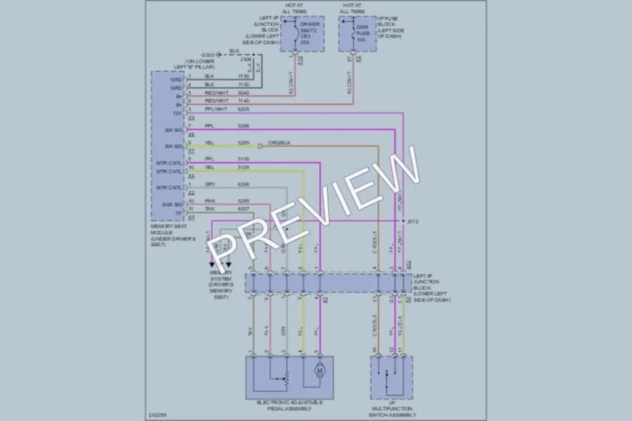 2007 GMC 3500 Hd Memory Systems wiring diagram preview with protected circuit layout