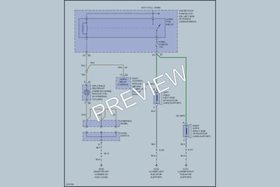 2007 GMC C1500YukonXL Horn wiring diagram preview