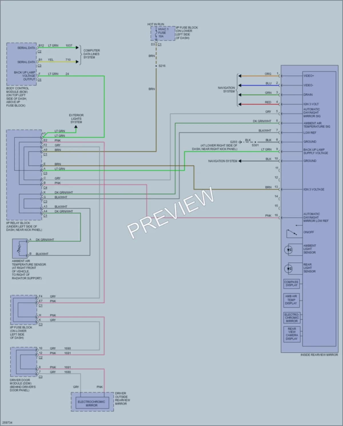 2007 HUMMER H2SUT Power Mirrors wiring diagram preview