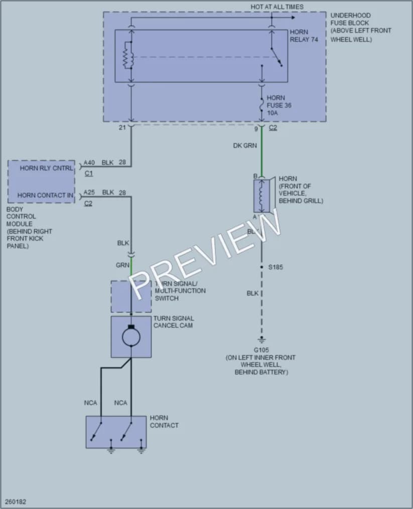 2007 HUMMER H3 Horn wiring diagram preview