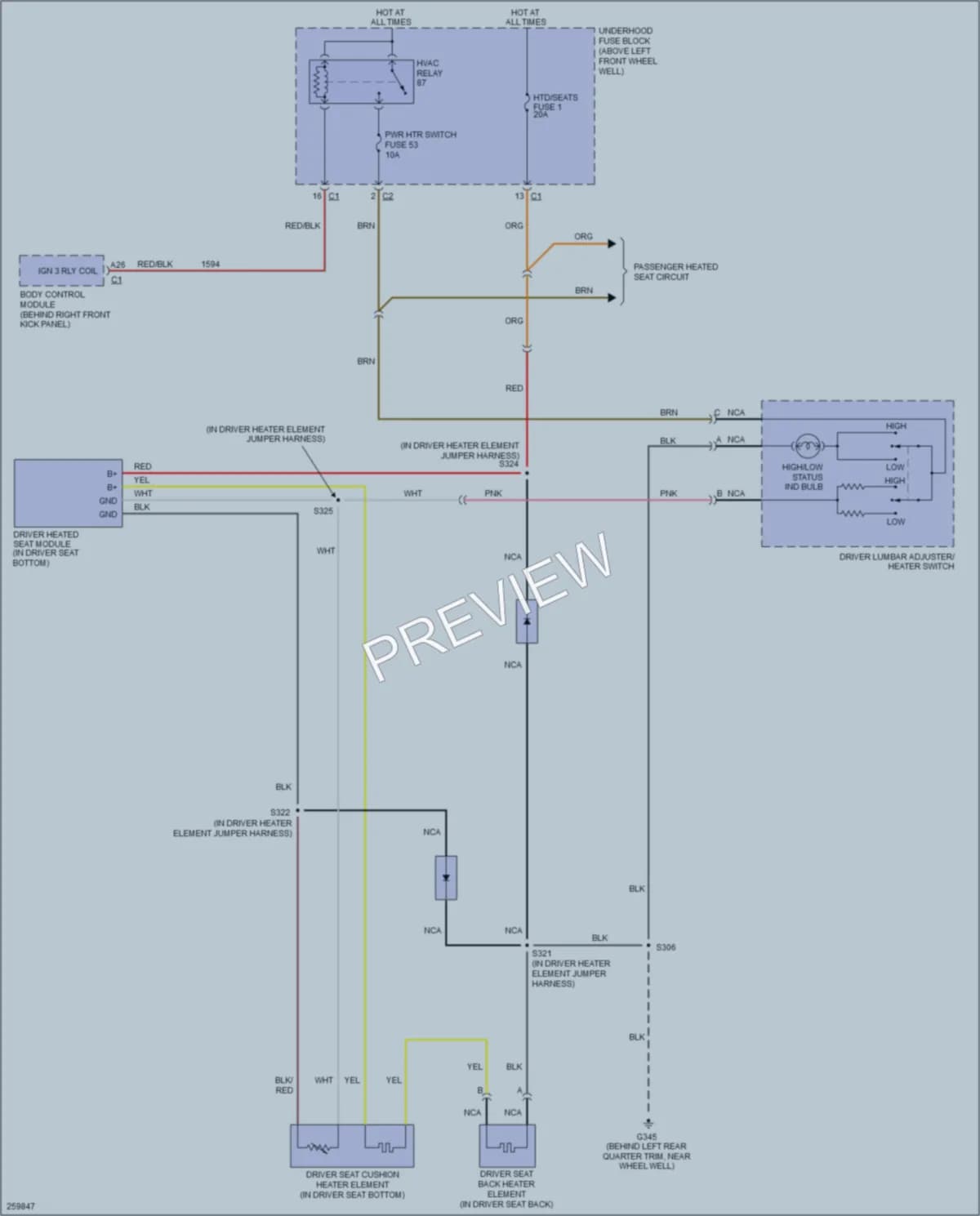 2007 HUMMER H3 Power Seats wiring diagram preview