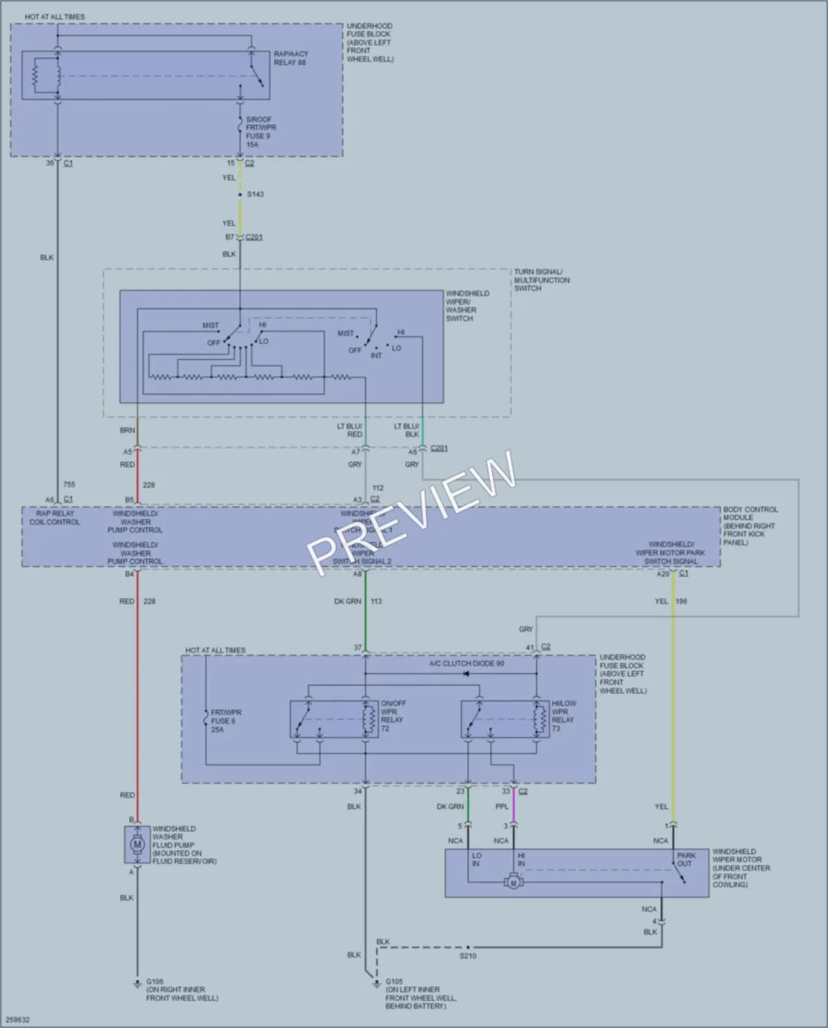 2007 HUMMER H3 Wiper Washer wiring diagram preview