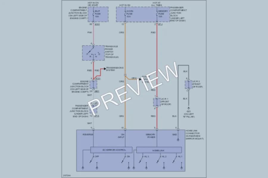 2007 Hyundai Azera Power Mirrors wiring diagram preview
