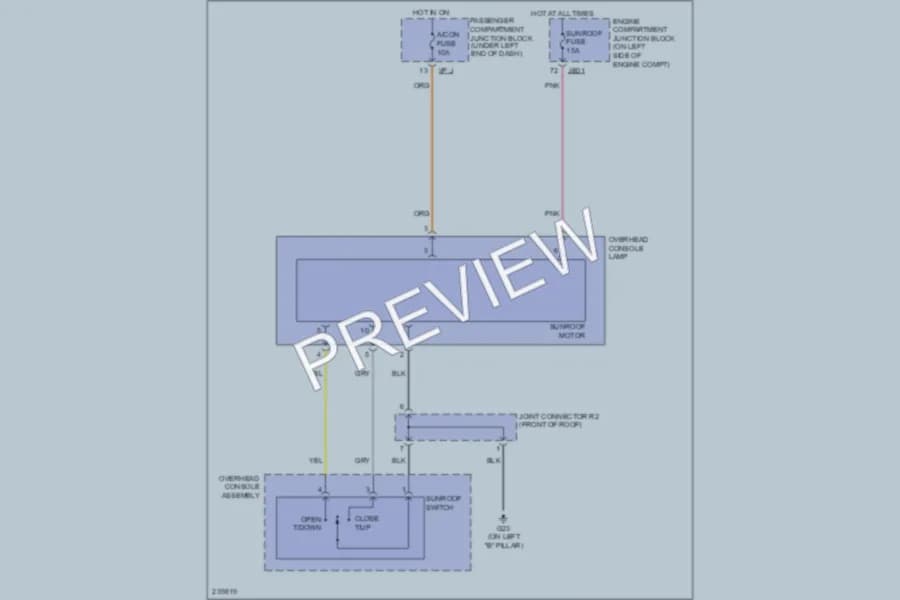 2007 Hyundai Azera Power Top Sunroof wiring diagram preview
