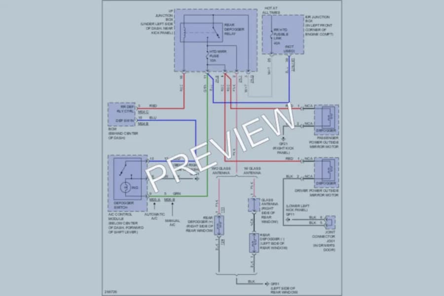 2007 Hyundai Elantra Defoggers wiring diagram preview
