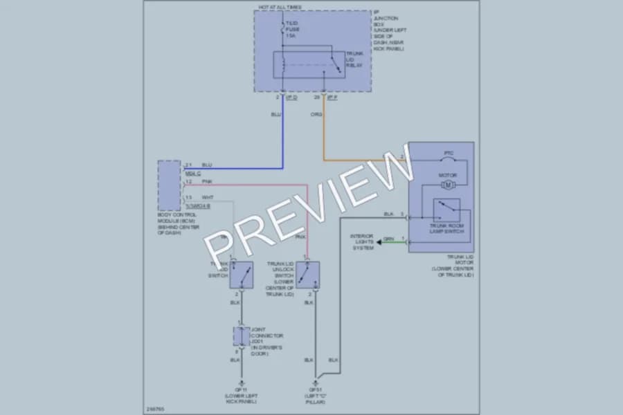 2007 Hyundai Elantra Trunk Tailgate Fuel Door wiring diagram preview