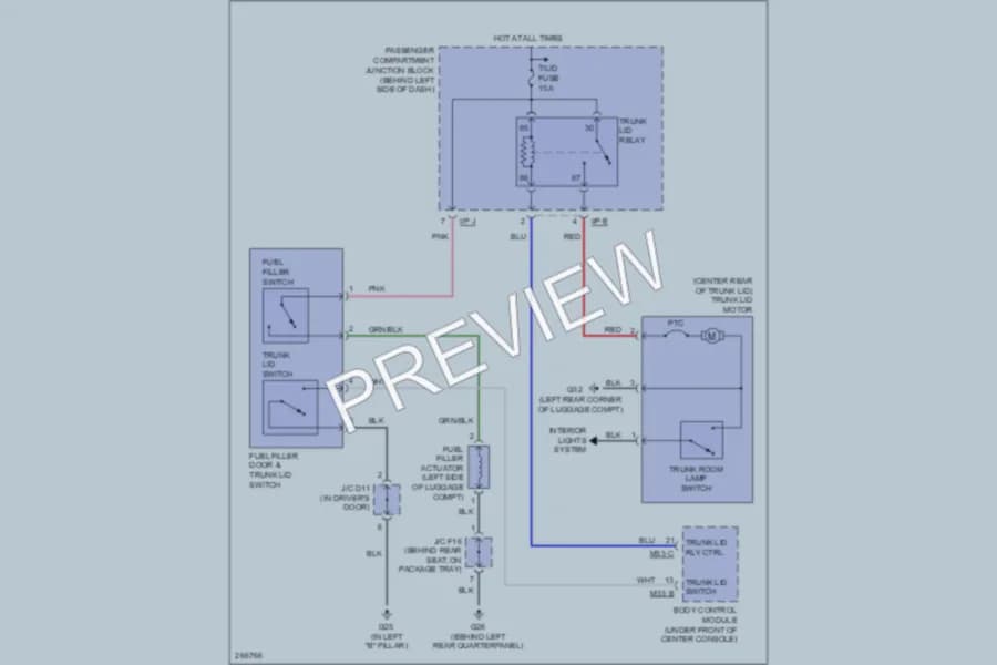 2007 Hyundai Sonata Trunk Tailgate Fuel Door wiring diagram preview