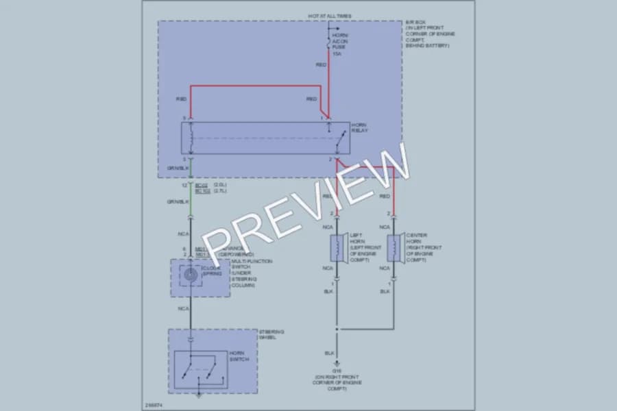 2007 Hyundai Tiburon Horn wiring diagram preview