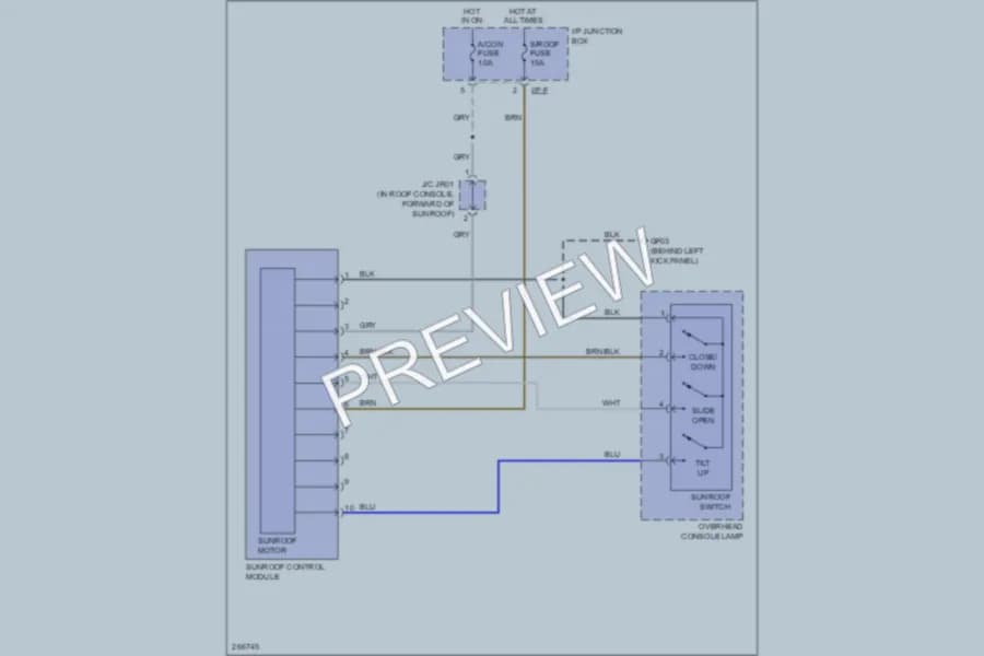 2007 Hyundai Veracruz Power Top Sunroof wiring diagram preview