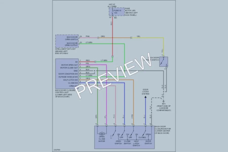 2007 Infiniti FX35 Trunk Tailgate Fuel Door wiring diagram preview