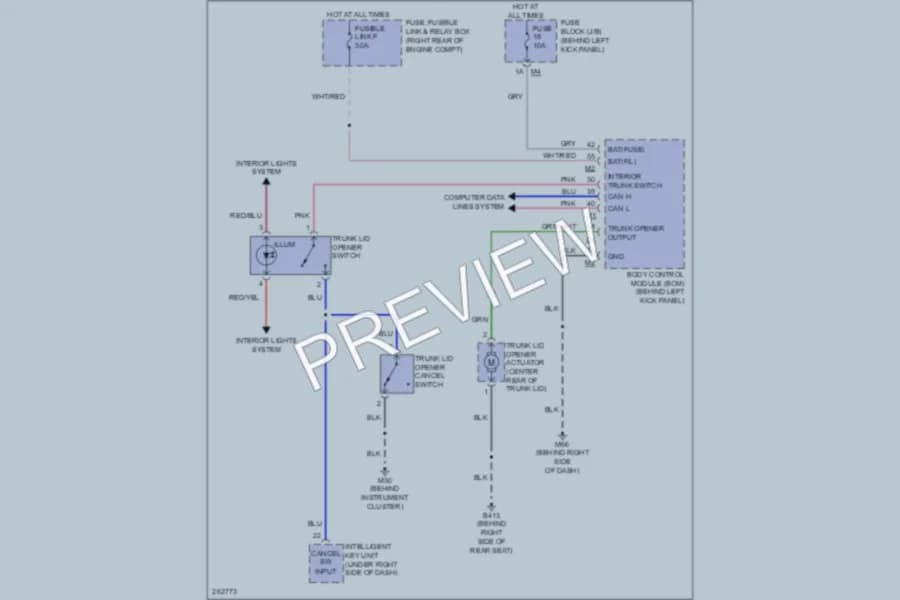 2007 Infiniti G35x Trunk Tailgate Fuel Door wiring diagram preview