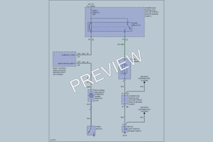 2007 Isuzu i370Pickup Horn wiring diagram preview