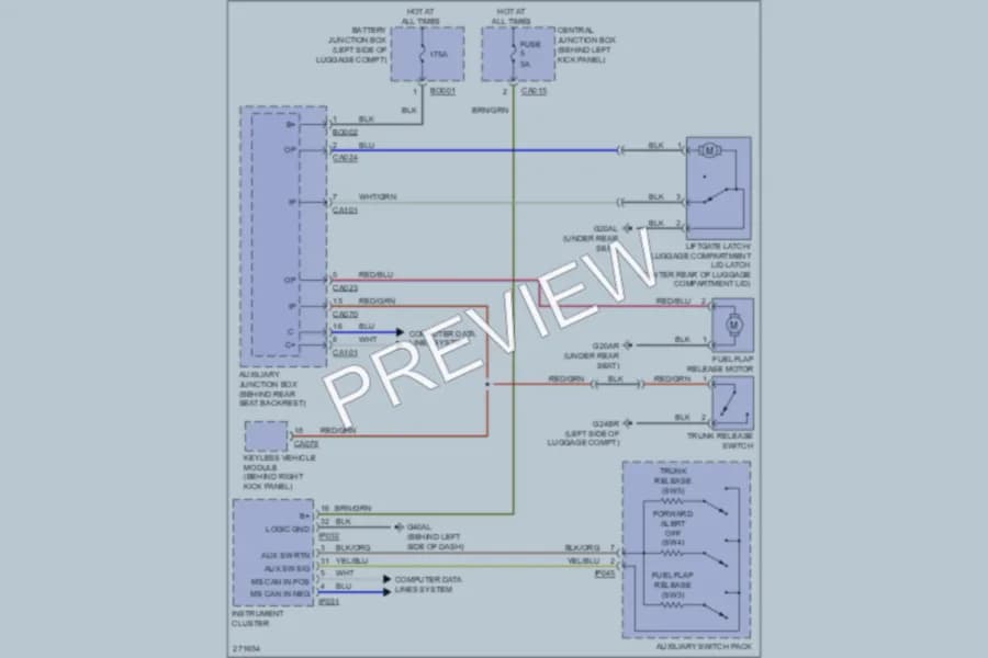 2007 Jaguar XK Trunk Tailgate Fuel Door wiring diagram preview