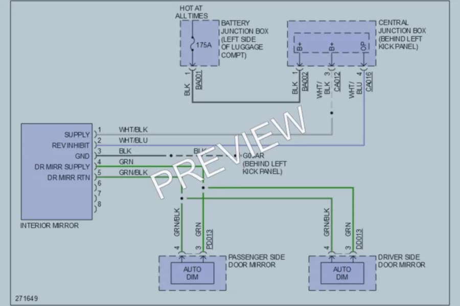 2007 Jaguar XKR Power Mirrors wiring diagram preview