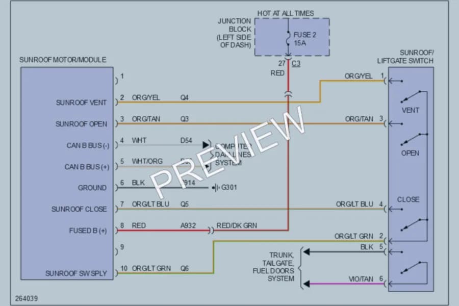 2007 Jeep Commander Power Top Sunroof wiring diagram preview