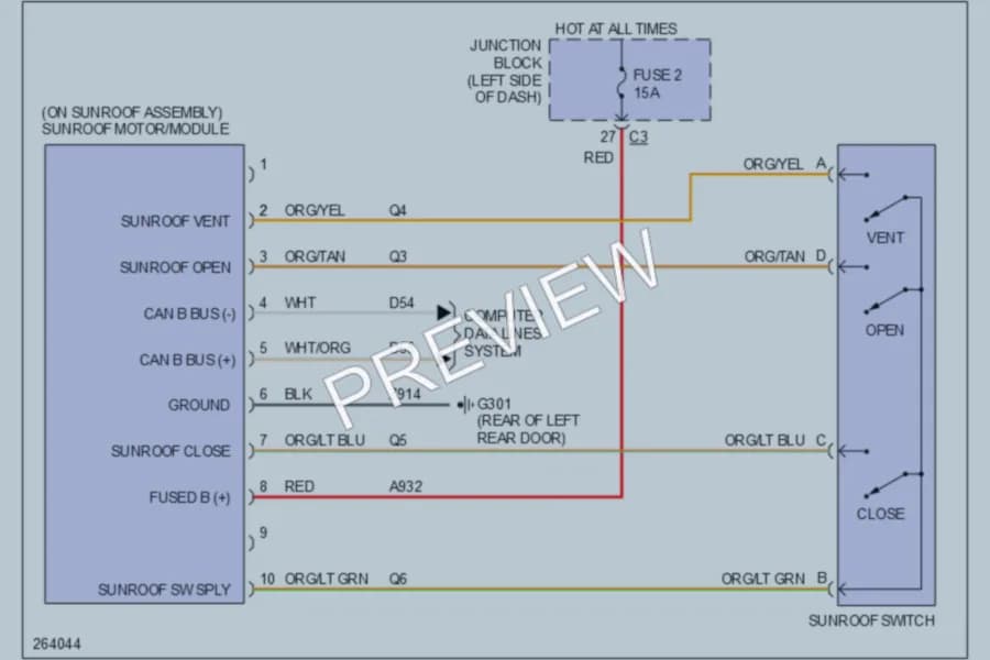 2007 Jeep GrandCherokee Power Top Sunroof wiring diagram preview