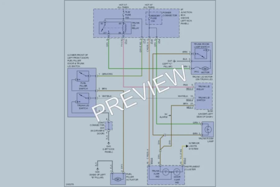2007 Kia Optima Trunk Tailgate Fuel Door wiring diagram preview